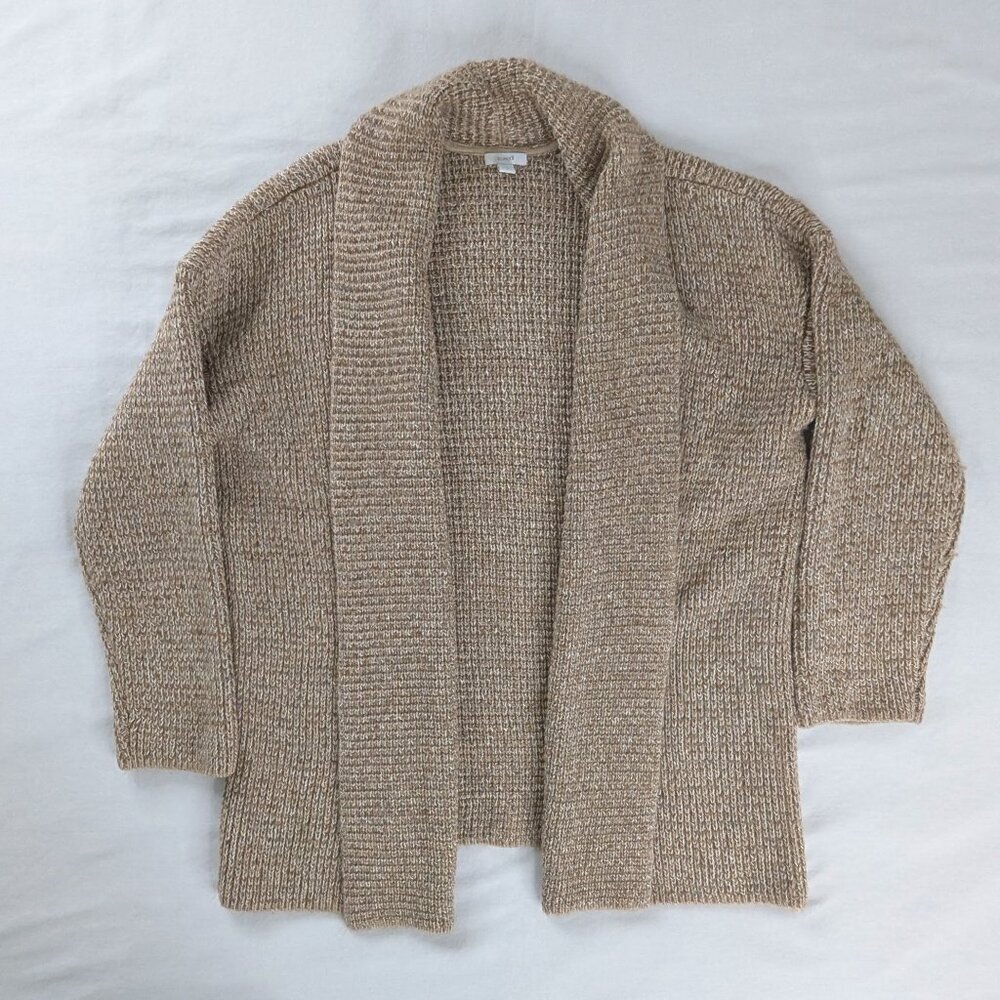Pure J. Jill Tan Chunky Knit Long Length Open Front Neutral Cozy Cardigan